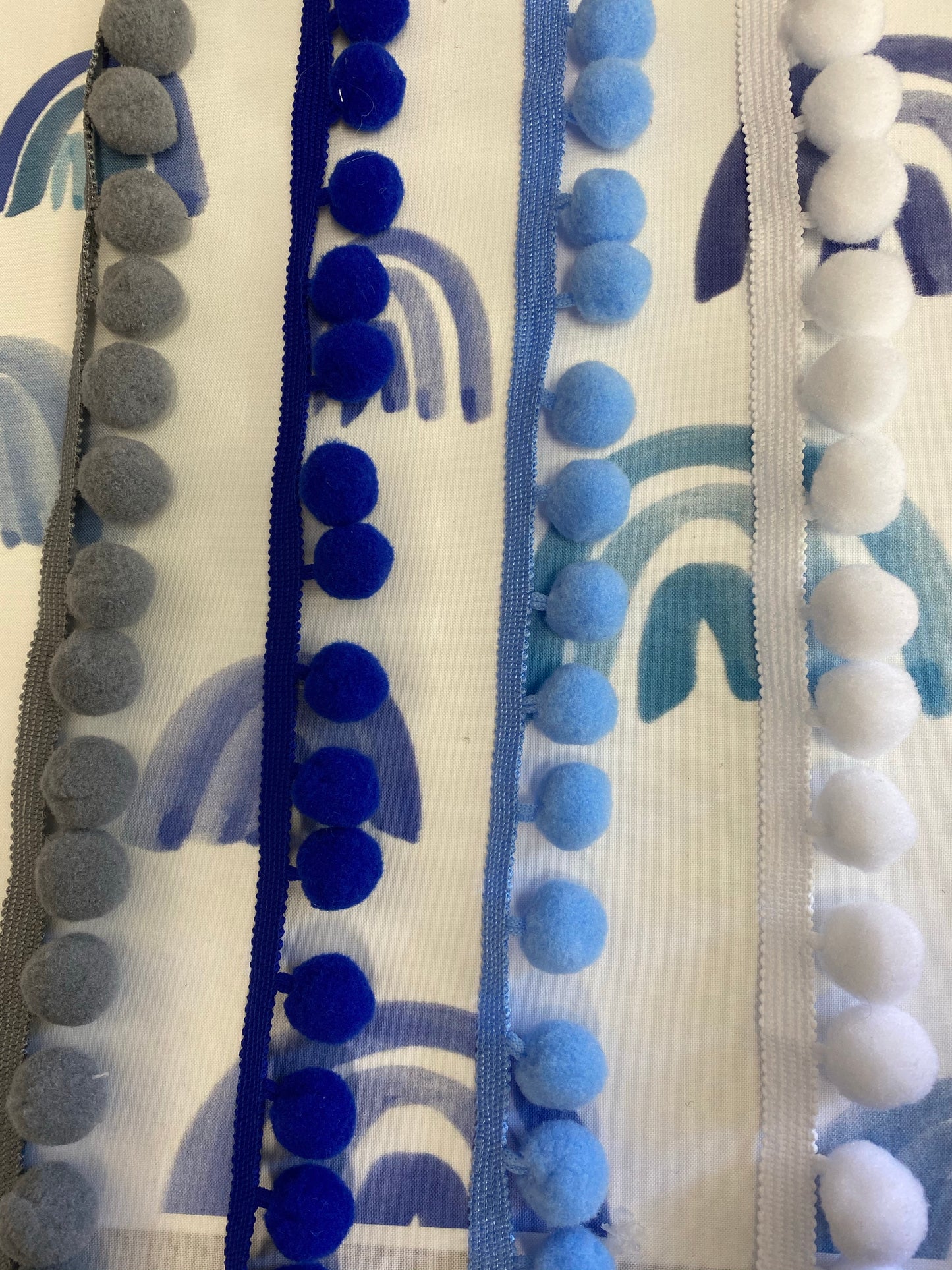 Cool blues rainbow Pompom bright lampshades.