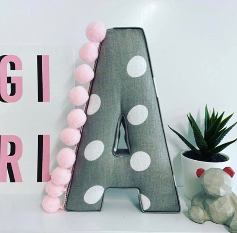 Polka dots fabric letter