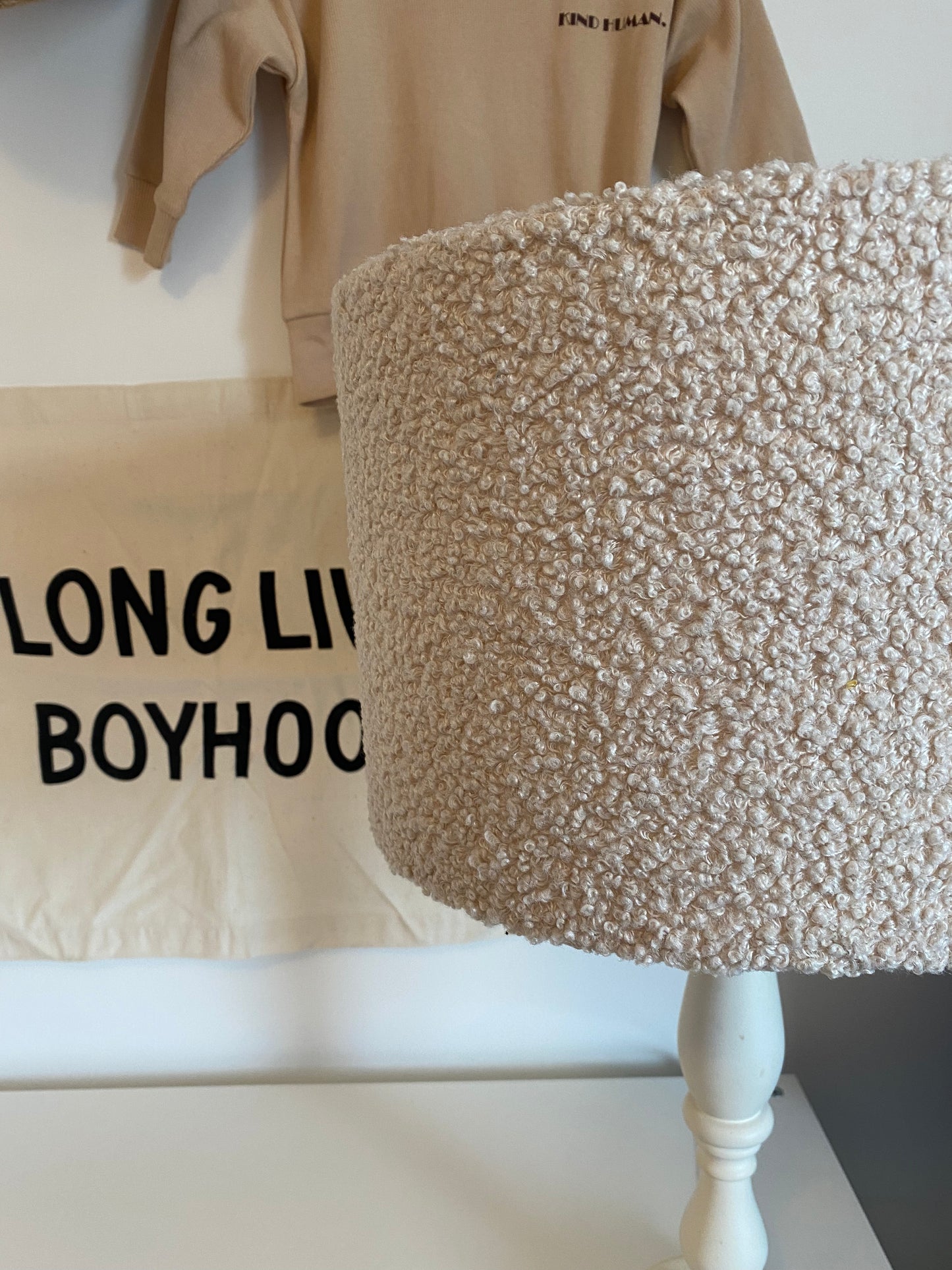 Bouclé lampshades.