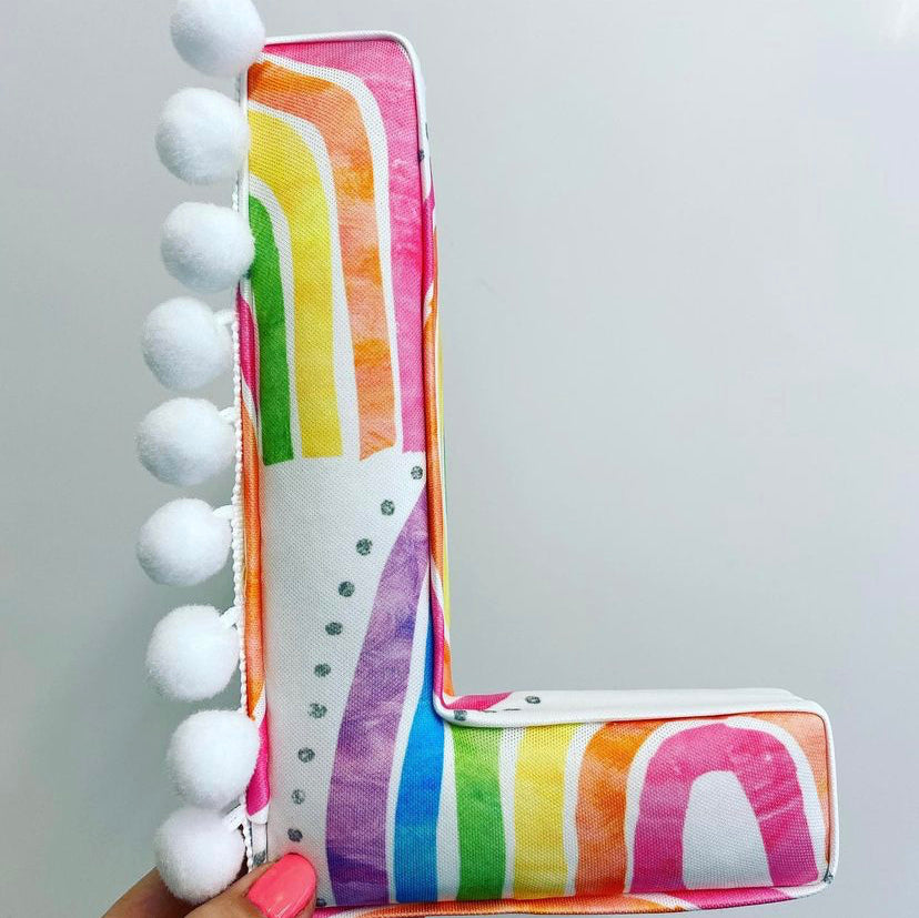 Rainbows fabric pompom letter