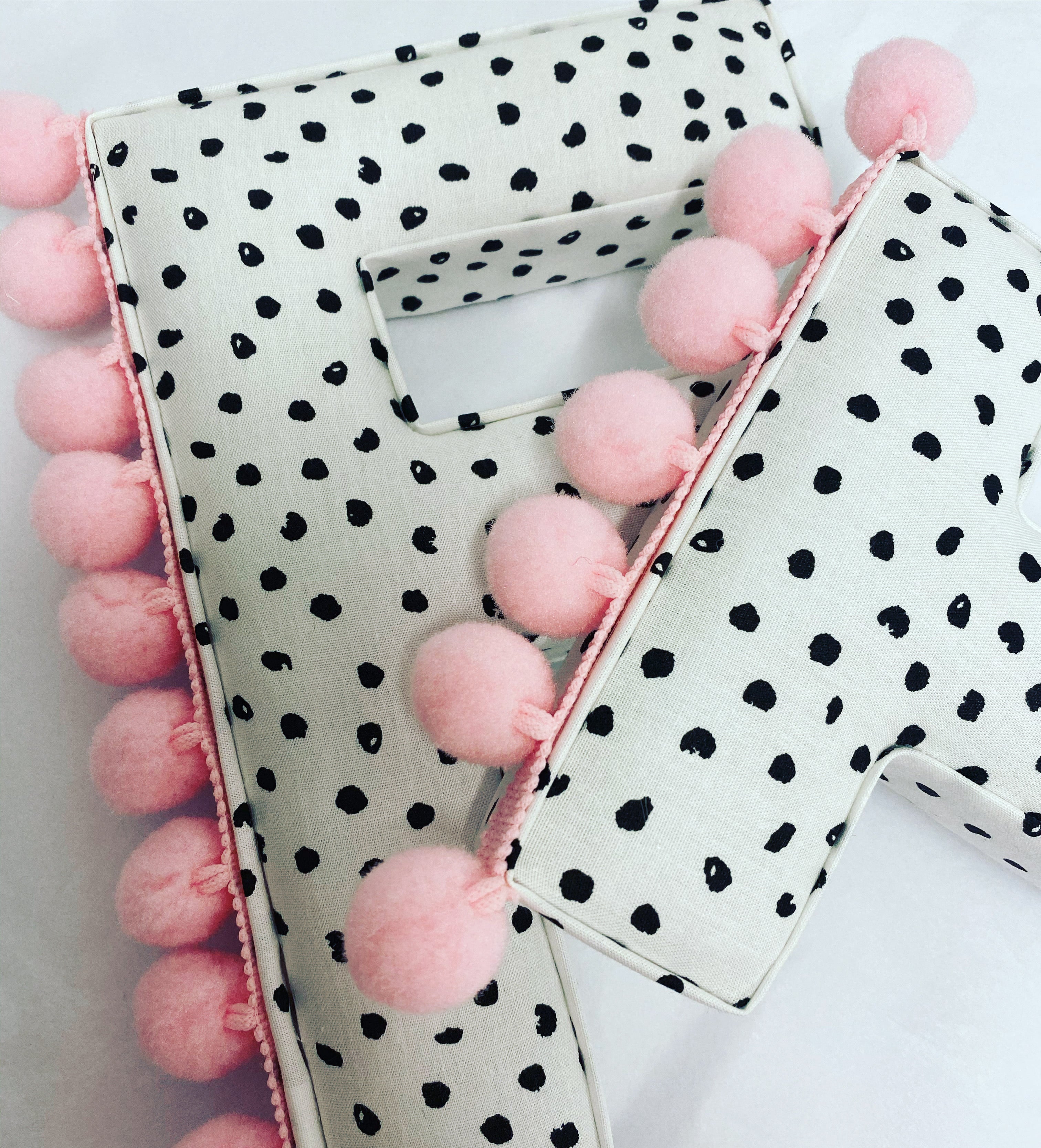 Dalmatian fabric pompom letter