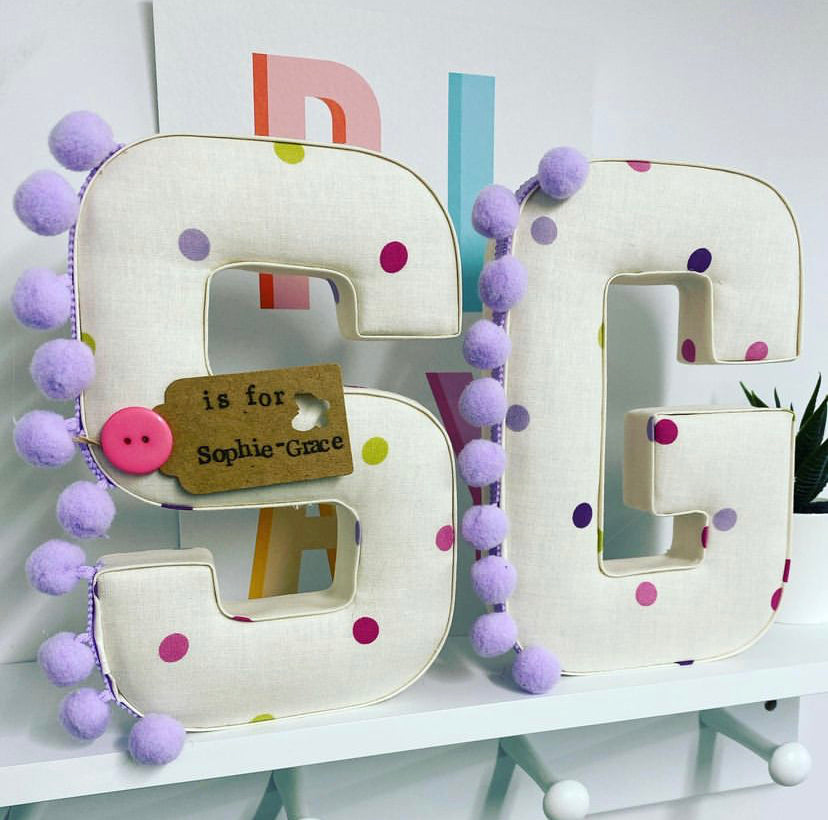 Polka dots fabric letter