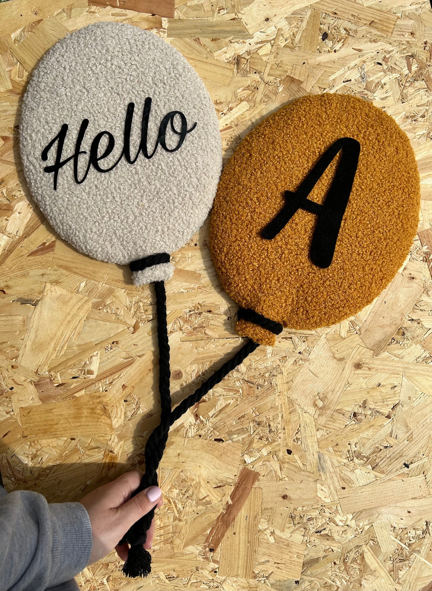 personalised boucle fabric balloons