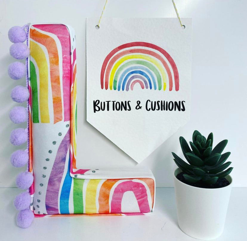 Rainbows fabric pompom letter