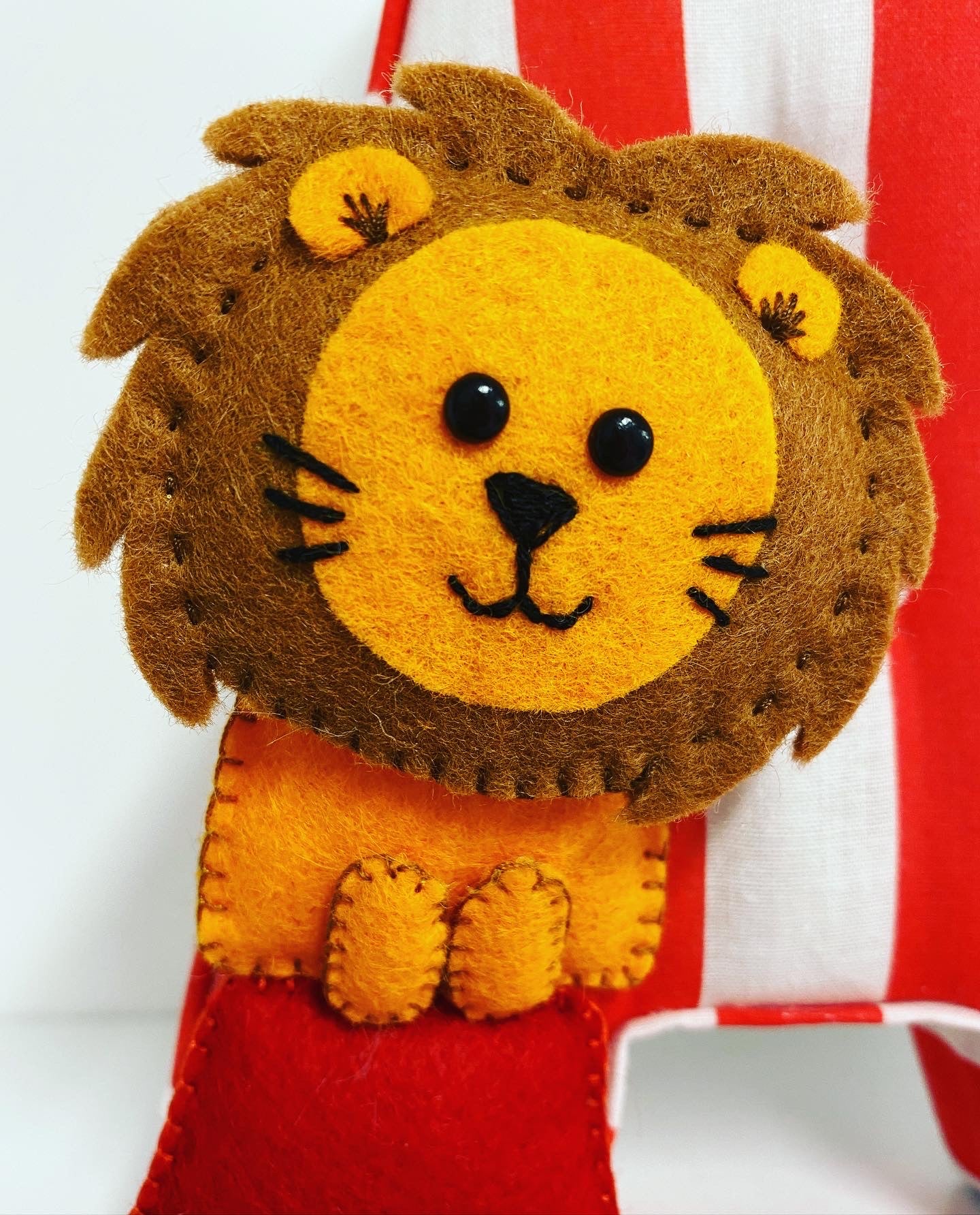 Personalised circus fabric letter with felt character