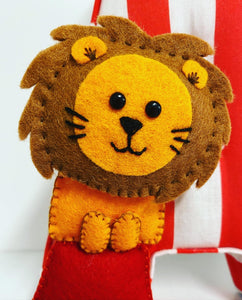 Personalised circus fabric letter with felt character