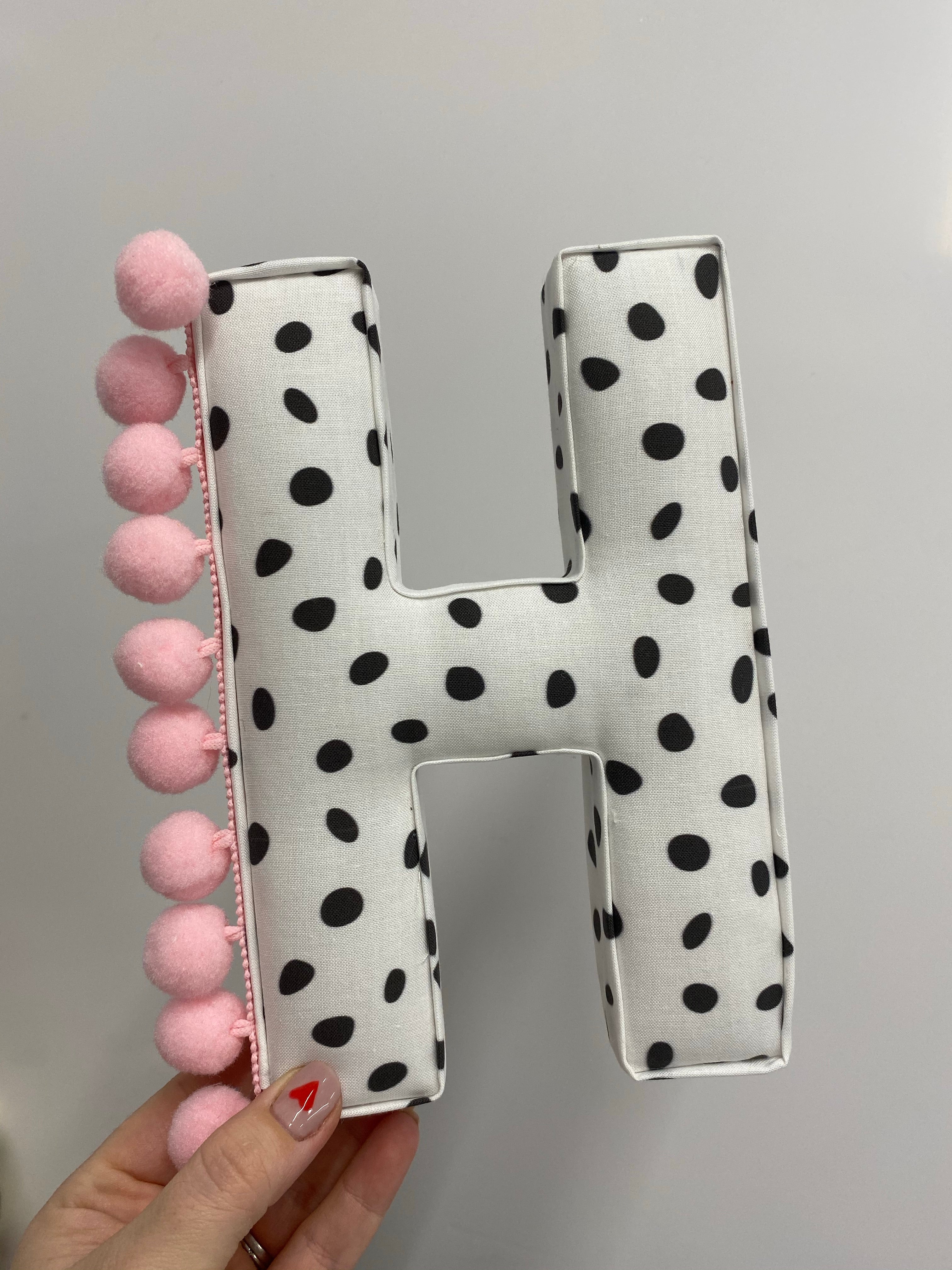 Dalmatian fabric pompom letter