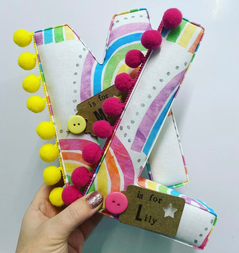 Rainbows fabric pompom letter