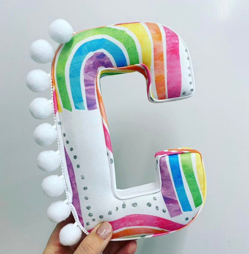 Rainbows fabric pompom letter