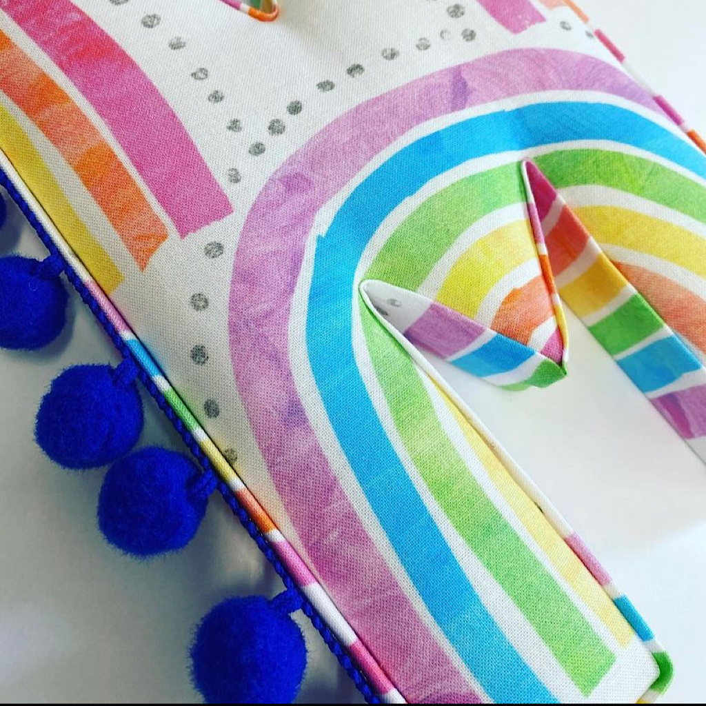 Rainbows fabric pompom letter