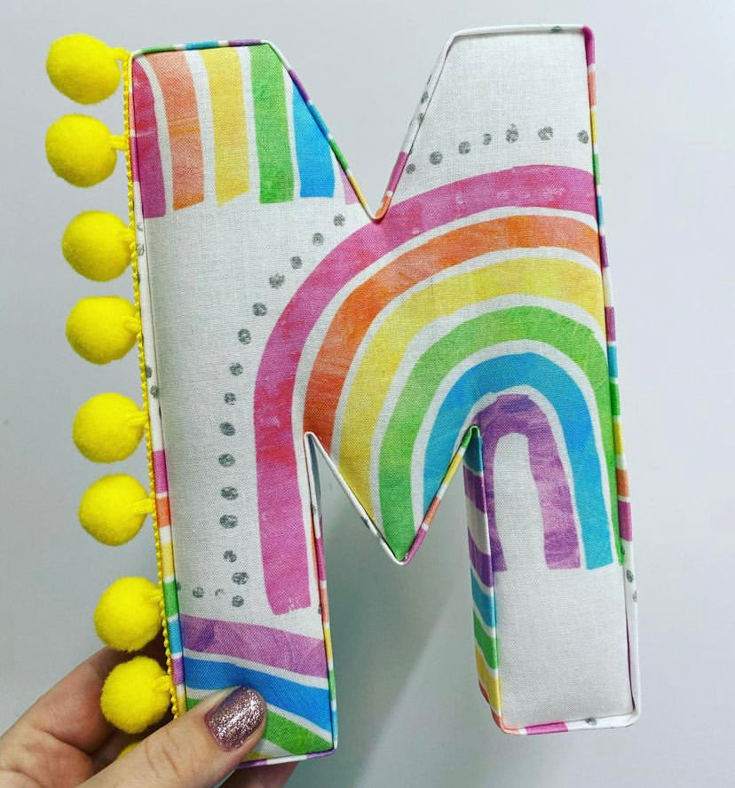 Rainbows fabric pompom letter