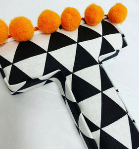 monochrome triangle fabric letter