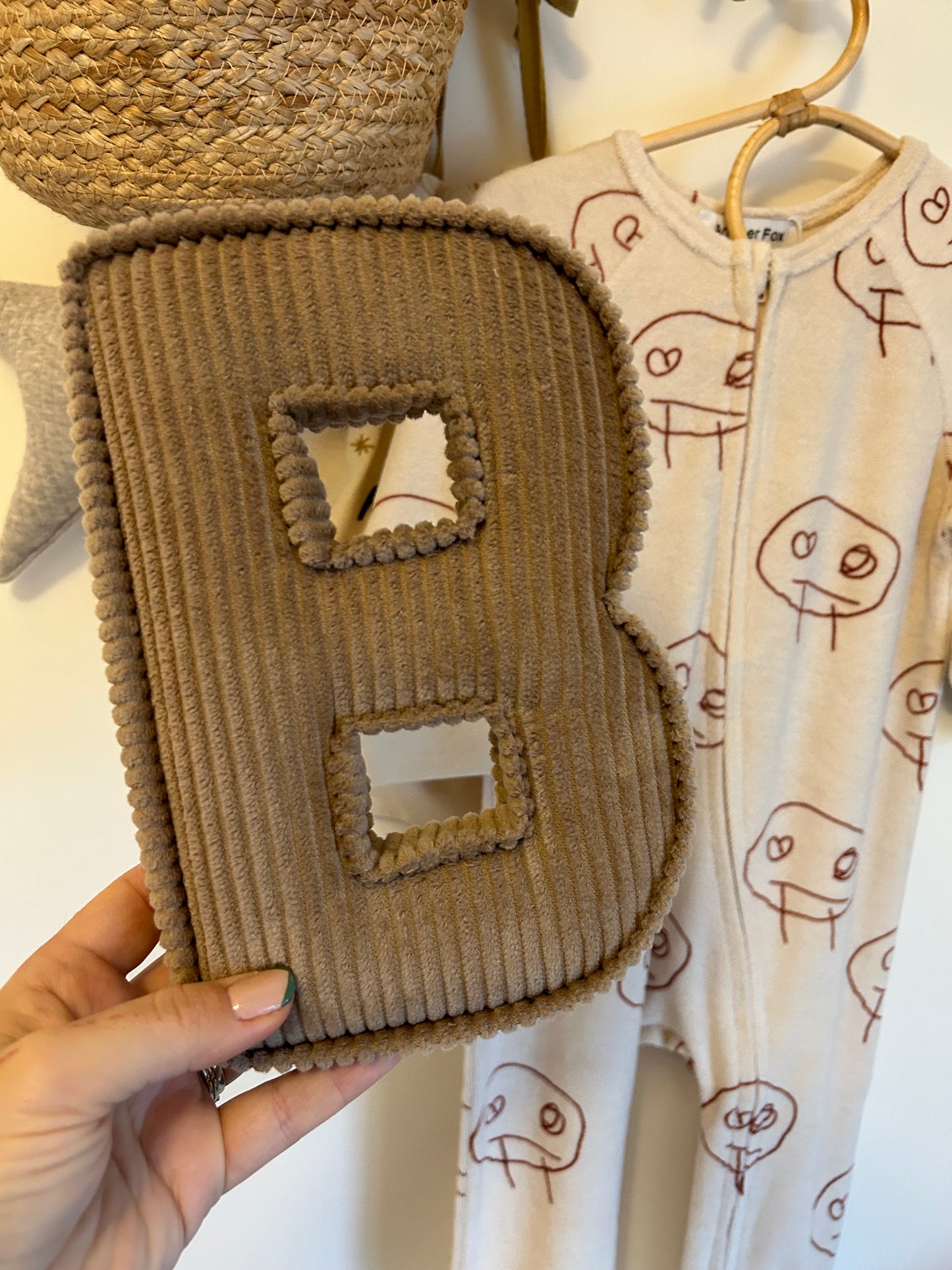 Corduroy fabric letter