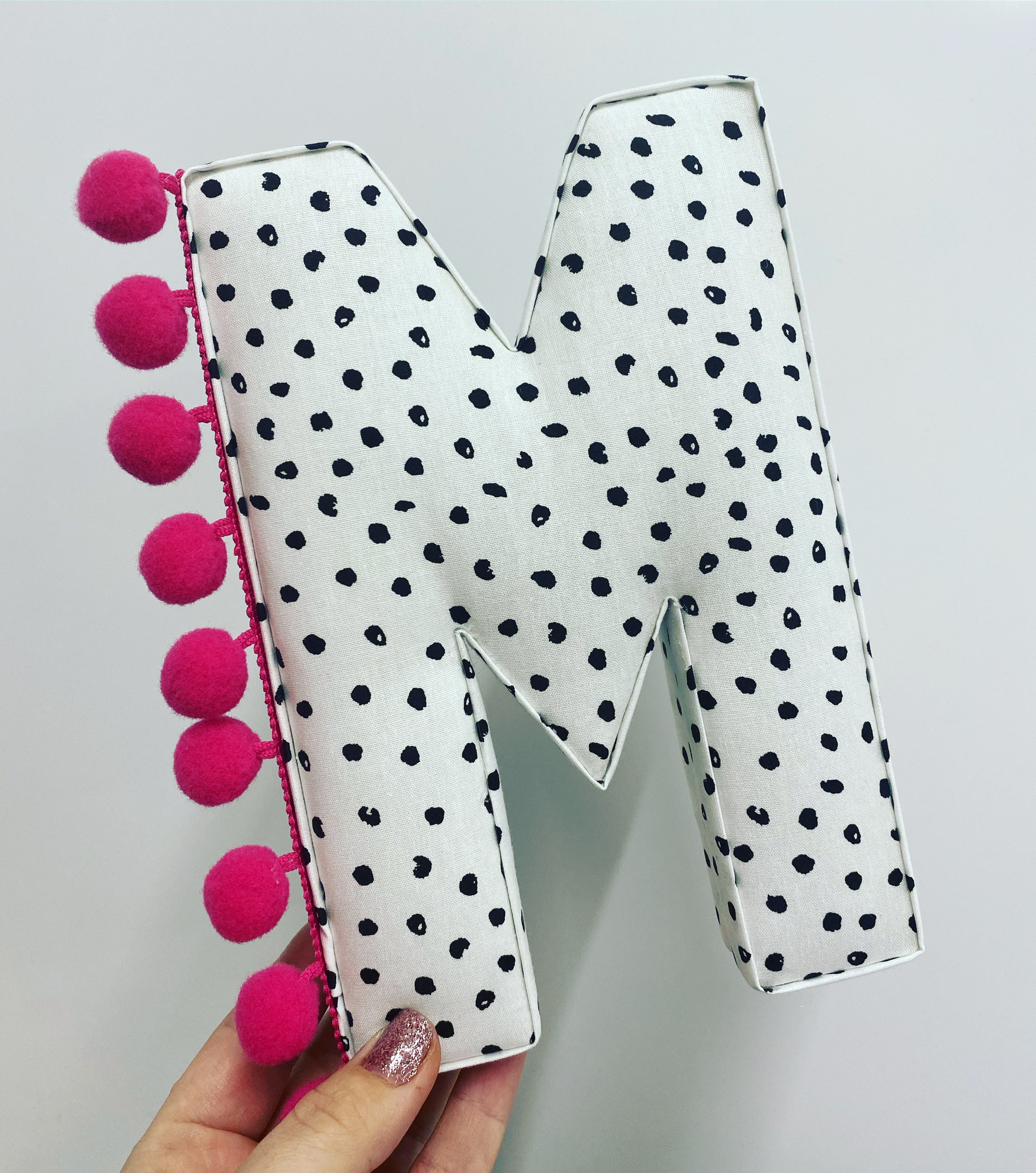 Dalmatian fabric pompom letter