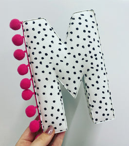 Dalmatian fabric pompom letter