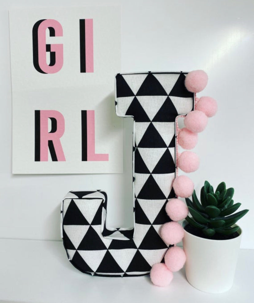 monochrome triangle fabric letter