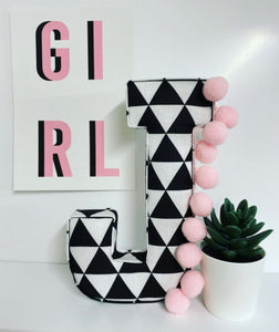 monochrome triangle fabric letter