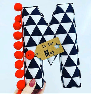 monochrome triangle fabric letter
